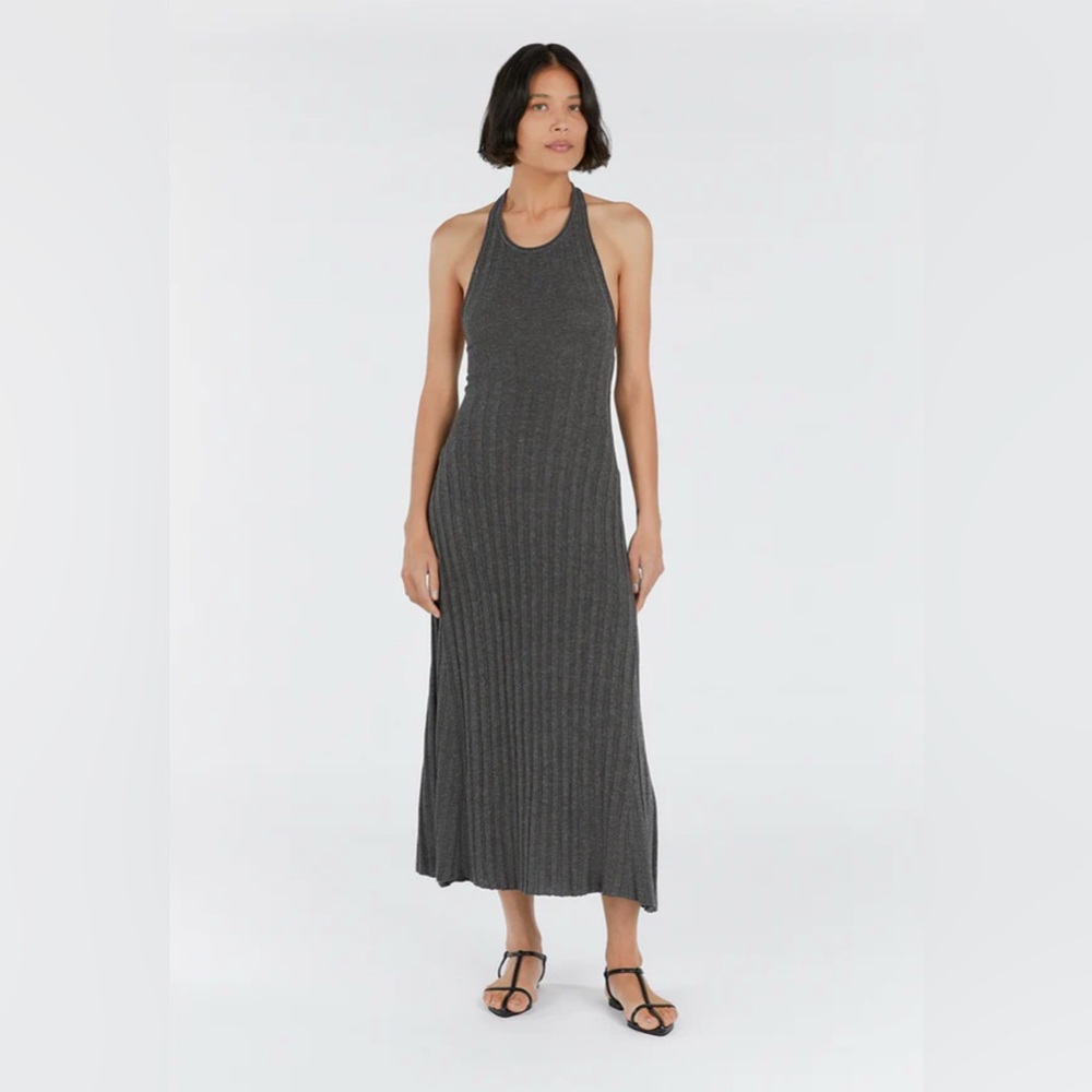 DISSH GOLDIE SLATE MARLE HALTER MIDI DRESS